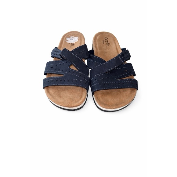 Earth Origins Shoes - Earth Origins Savory Shantel Slide Sandal Blue Suede Adjustable SlipOn Women 9.5